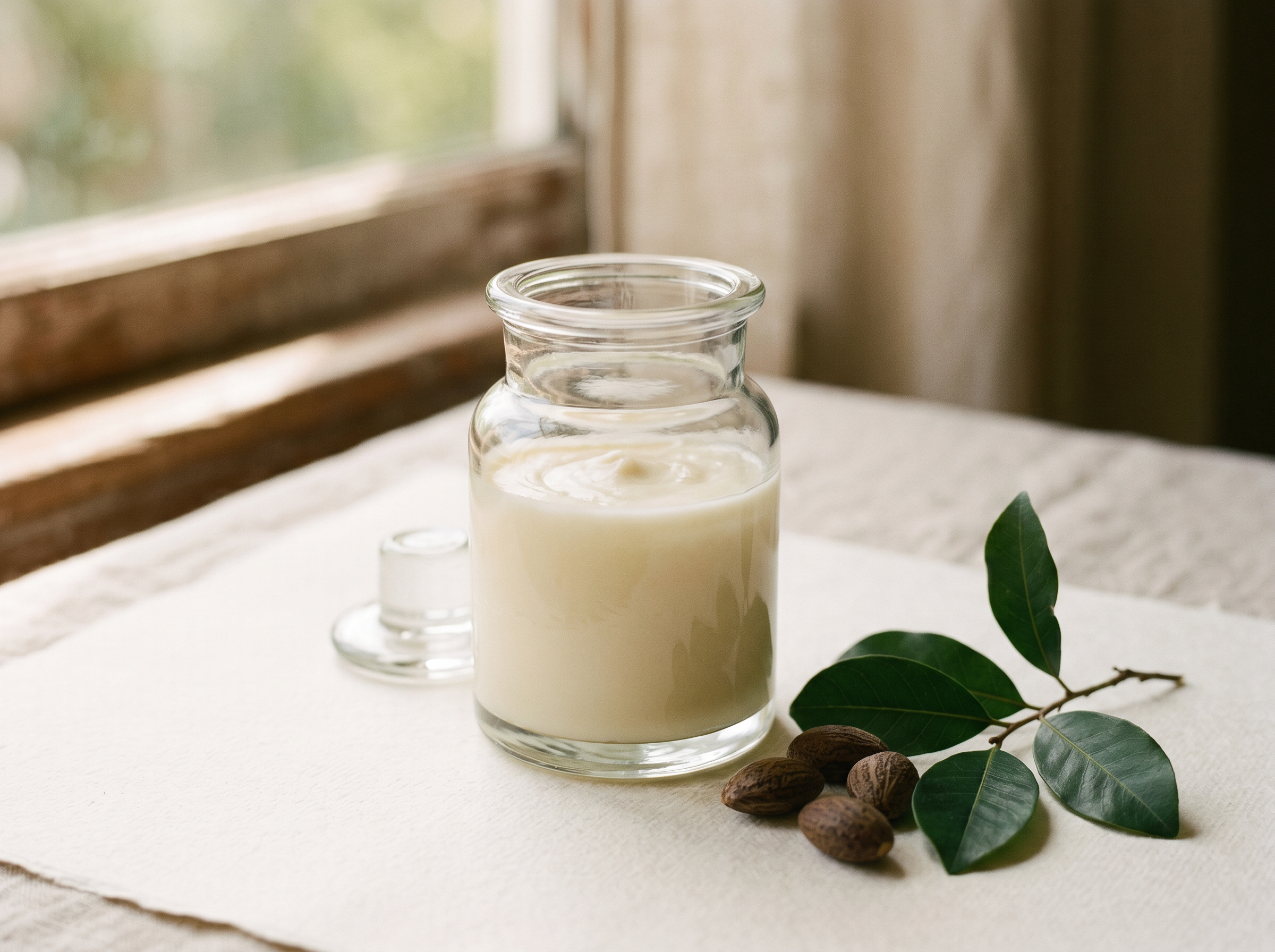 Sal butter with sal seeds and leaves